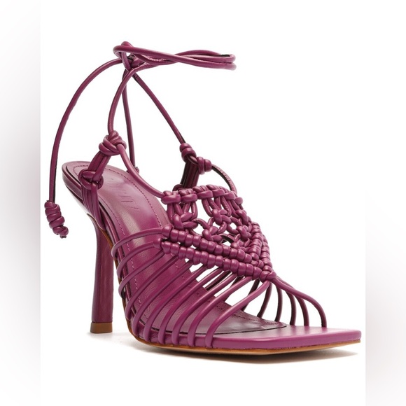 NEW SCHUTZ Adin Leather Lace Up Heel Sandals Size 8B - Picture 8 of 8